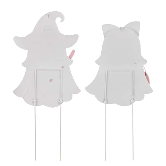 Glitzhome® 28" Halloween Metal Ghosts Yard Stake, Set of 2